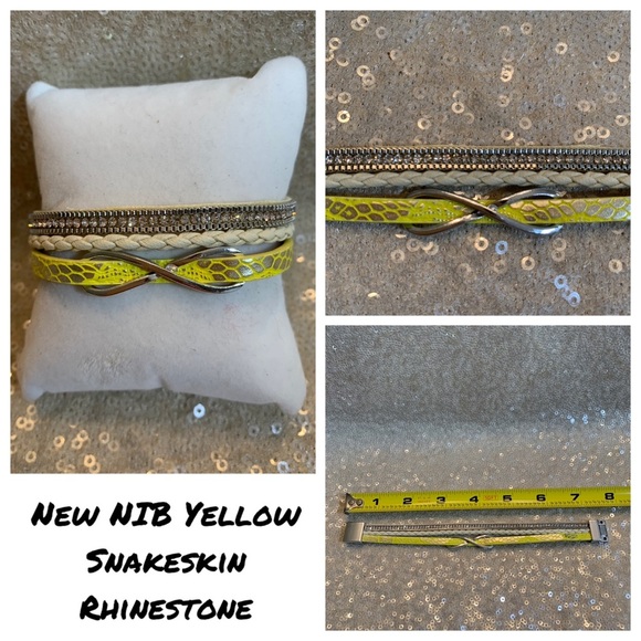 New NIB silver & yellow snakeskin wrap bracelet - Picture 1 of 7